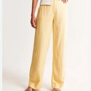 Abercrombie & Fitch SZ 31 US 12 Linen-Blend Tailored Straight Pant Butter Yellow